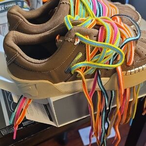 Anta Brown Canvas Sneakers with Colorful Laces